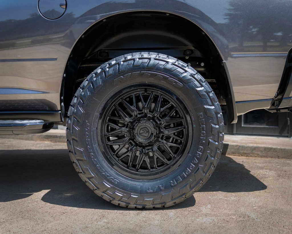 2025 Ram 2500 with ReadyLIFT 3-inch lift, Falcon shocks, Nitto Recon tires, and Fuel wheels built by Apex Custom Innovations in DFW